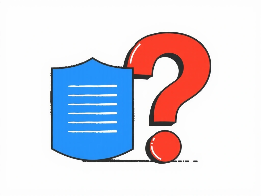 Ilustracja znaku zapytania i tarczy, symbolizująca wątpliwości i ochronę